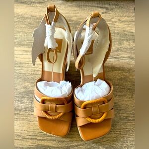 dolce vita maze wedge sandals, new, unused, size 8, “luggage leather” color